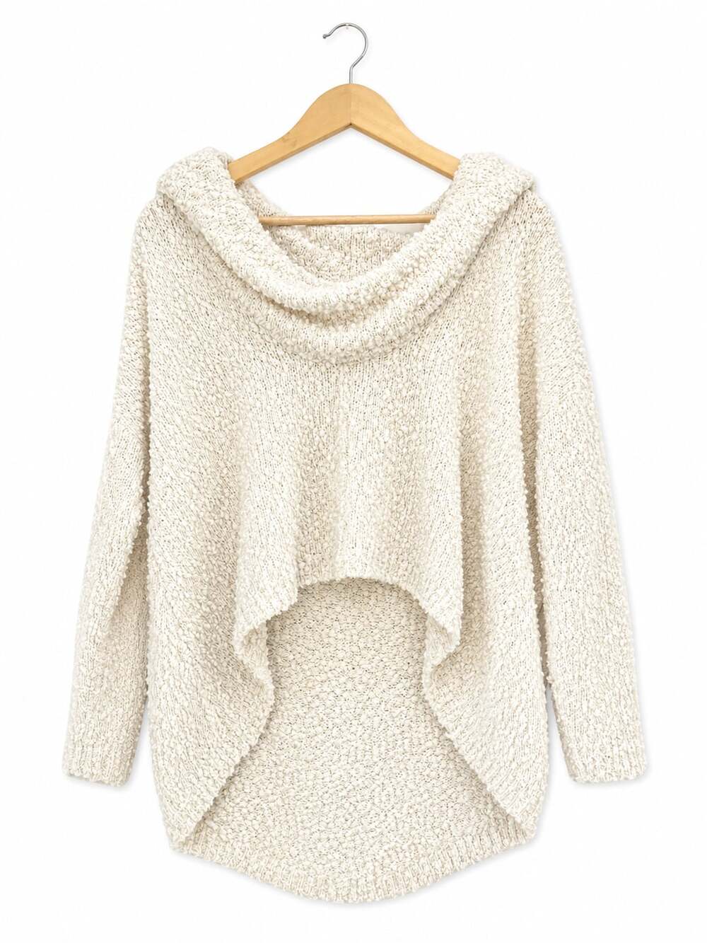 POL Popcorn Hoodie Textured Long Sleeve Cozy Sweater Cream Medium TSS217